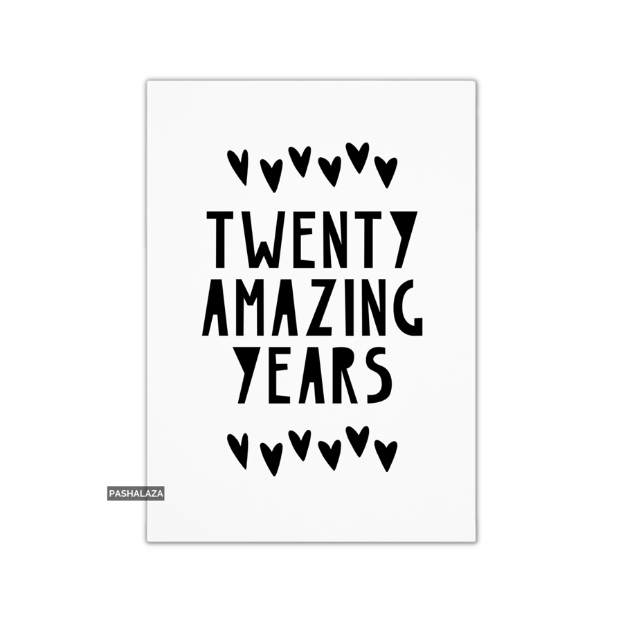 20th Anniversary Card - Novelty Love Greeting Card - Amazing Years