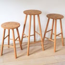 Barstool - Handmade solid oak bar stool, mid century design
