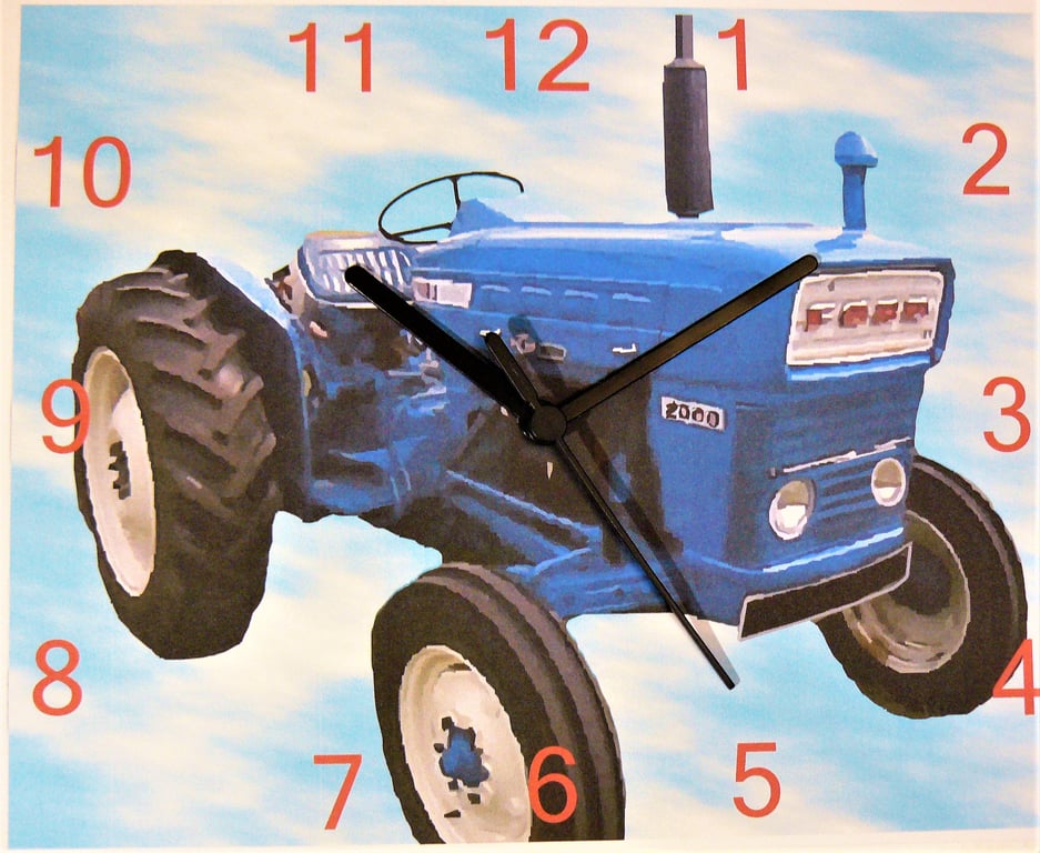  tractor frd 2000 utility wall hanging clock  farming  light blue tractor