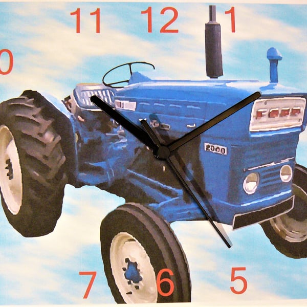  tractor frd 2000 utility wall hanging clock  farming  light blue tractor