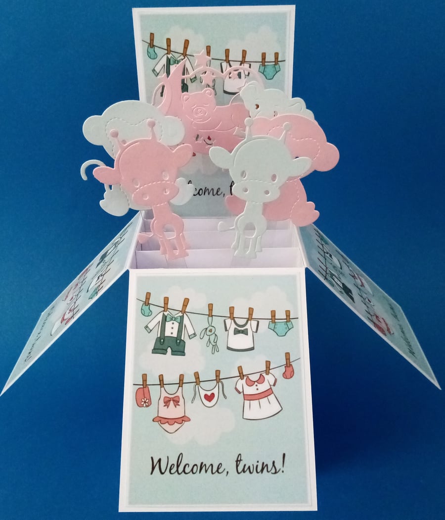 Twin Baby Boy and Girl's Card