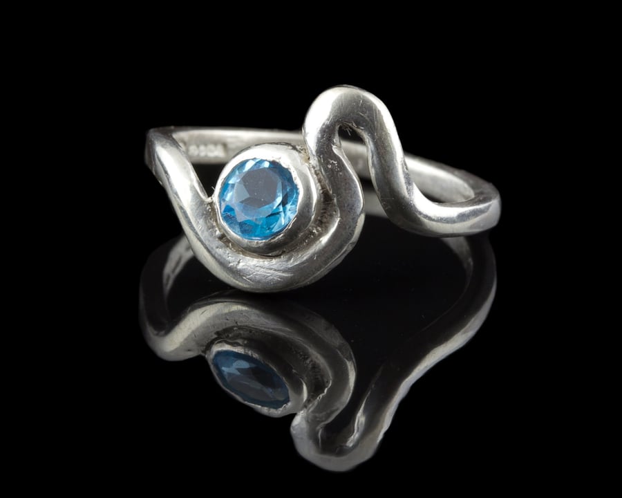 Sterling silver ring Estuary set with Turquoise Colored Cubic Zircon by MidasTou