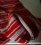 Asymmetric crocheted scarf in red and silver- grey - Image 4
