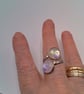Adjustable Ring with 2 Lilac Flower Cabochons, Floral Ring, Gift for Her, Ring  - Image 3