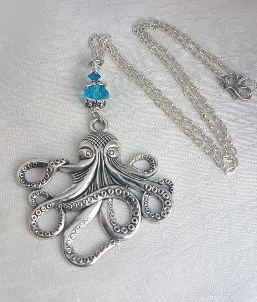 Gorgeous Large Octopus Charm Necklace.