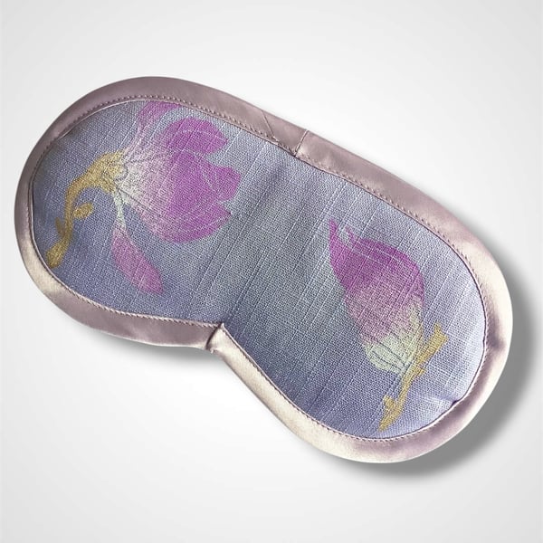 Lilac Magnolias Linen Lotus Flower Lavender Eye Mask