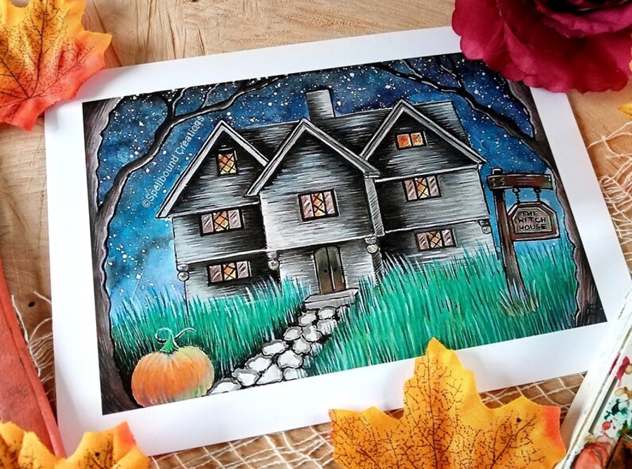 The Witch House, Under The Stars, A5 Quality Print, Salem, Witch Trials, Artwork