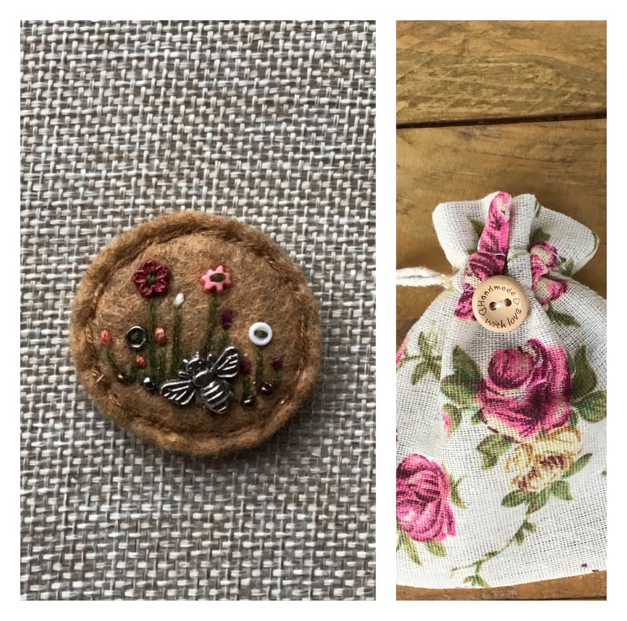 Felt charm brooch badge