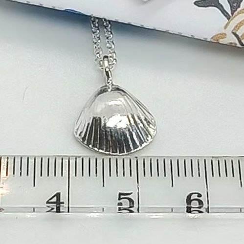 Fine Silver cockle shell Pendant sea shell handmade gift for her 