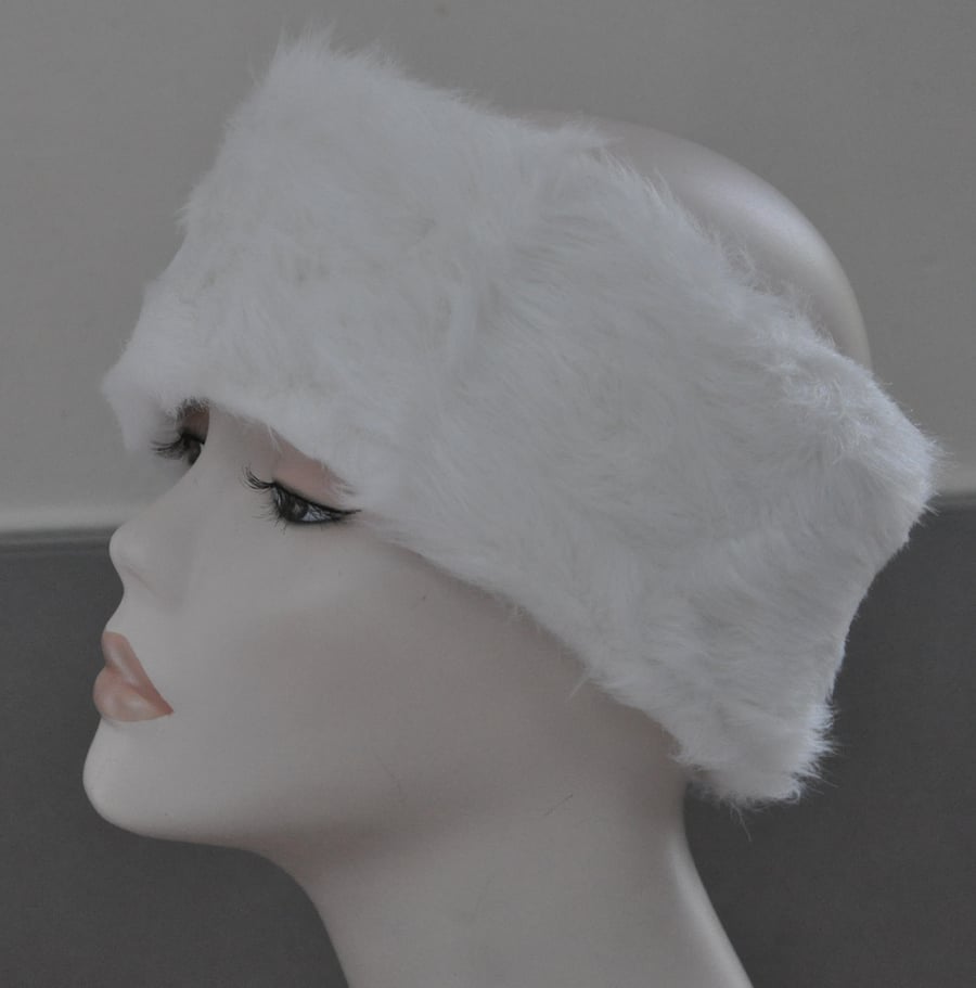 Ladies Faux Fur Headband Ear Warmer Head Band - Snow White Edition