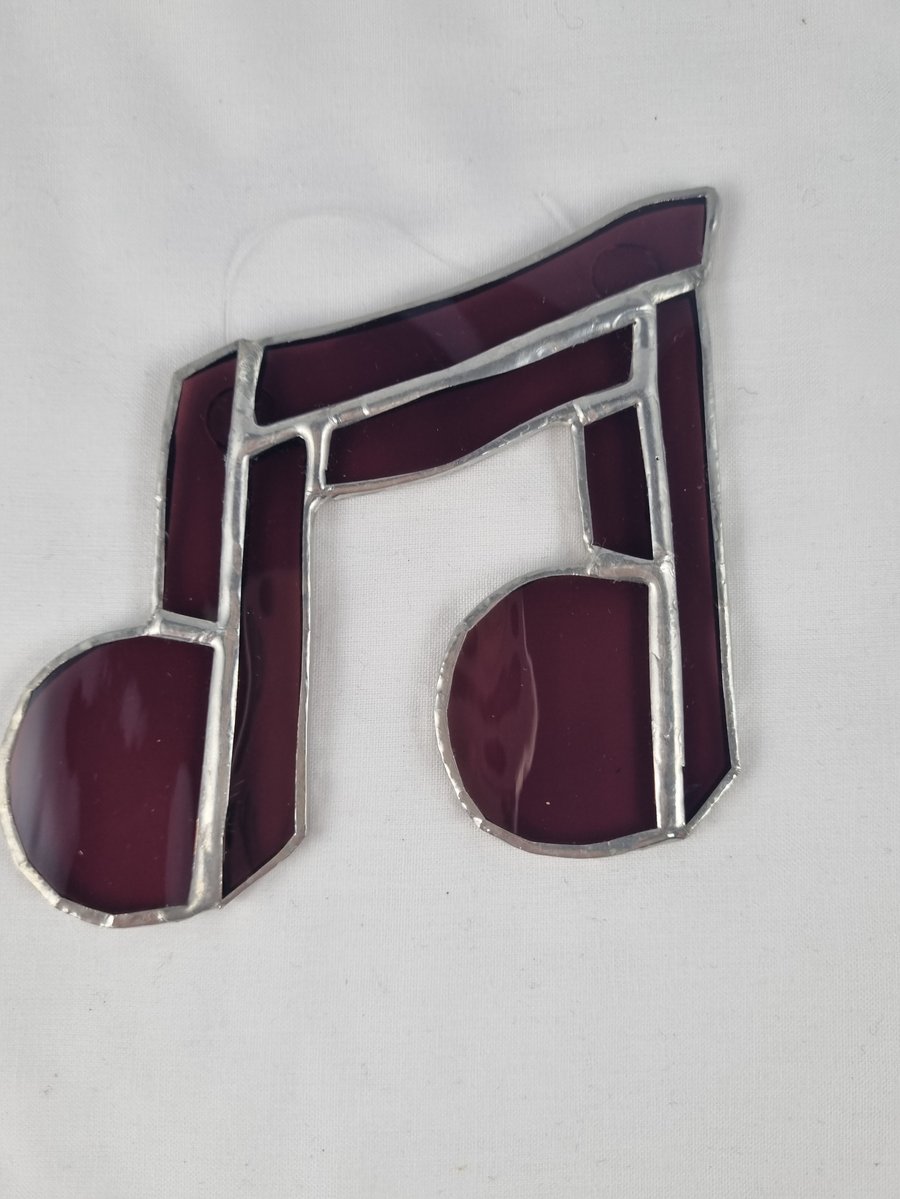 604 Stained Glass purple double note - handmade hanging decoration.