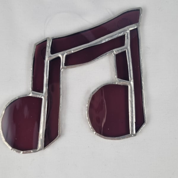 604 Stained Glass purple double note - handmade hanging decoration.