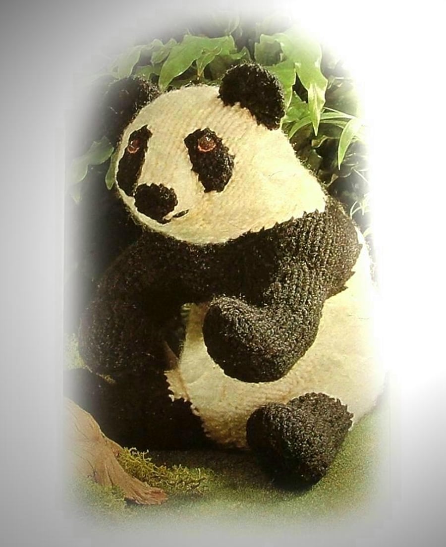 GIANT PANDA toy knitting pattern by Georgina Manvell PDF by email