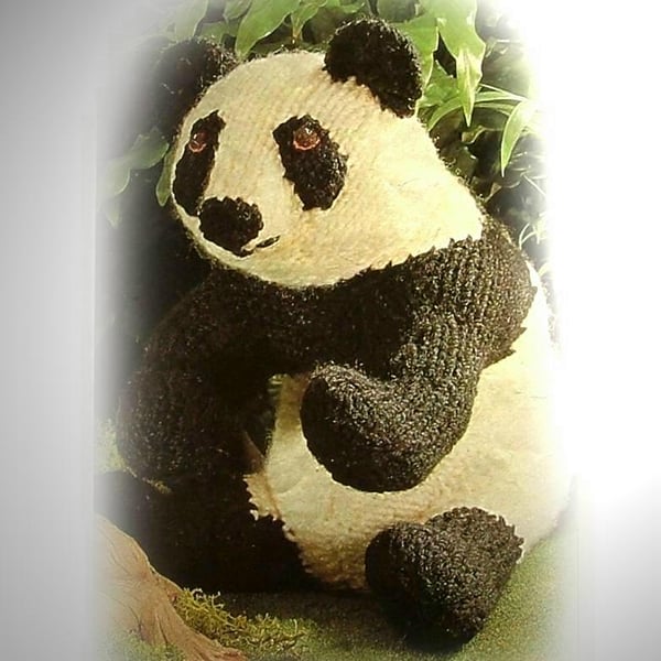 GIANT PANDA toy knitting pattern by Georgina Manvell PDF by email