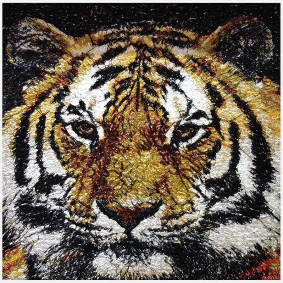 Tiger. A beautiful, mounted, machine embroidered work of art.