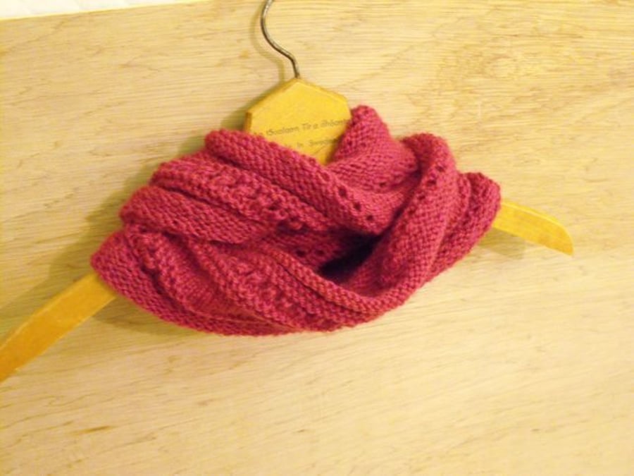 SALE: hand knitted hot pink infinity scarf 