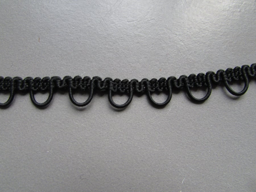 Black or White Elastic Button Loop Braid x 1 metre for costume corsetry and brid