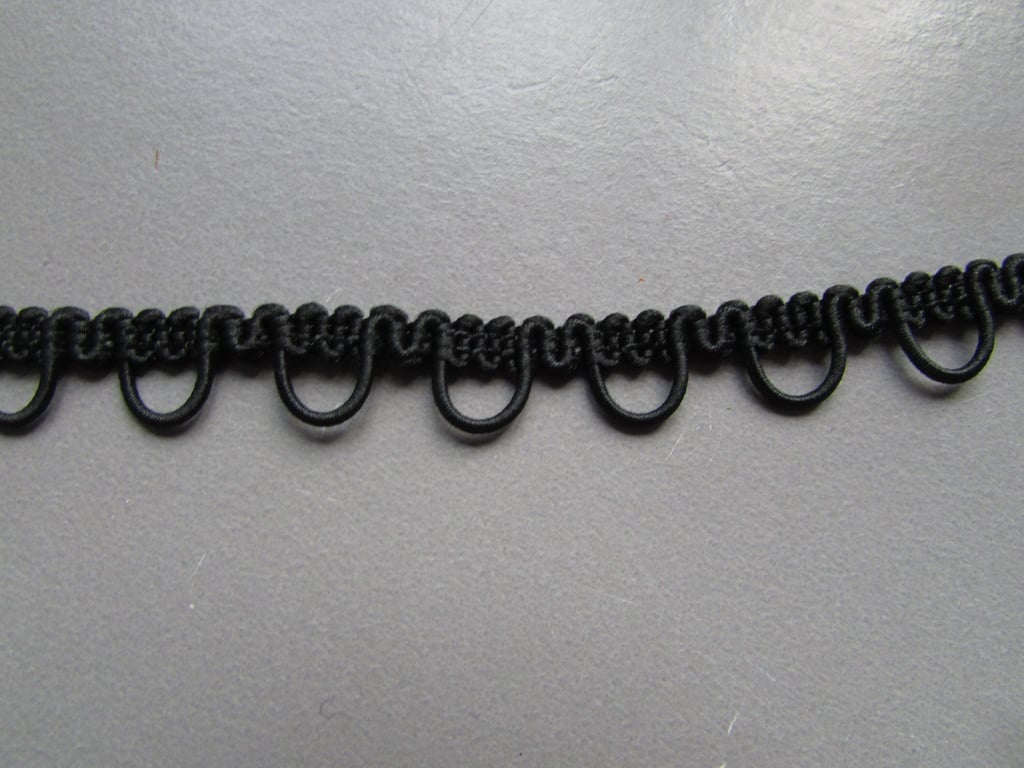 Black or White Elastic Button Loop Braid x 1 metre for costume corsetry and brid