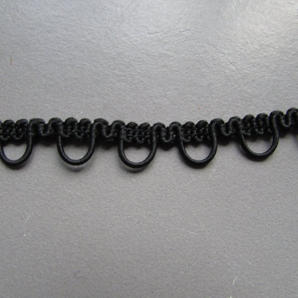 Black or White Elastic Button Loop Braid x 1 metre for costume corsetry and brid