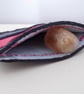 Leather Cardholder Handstitched Navy and Hot Pink three slot - Image 2