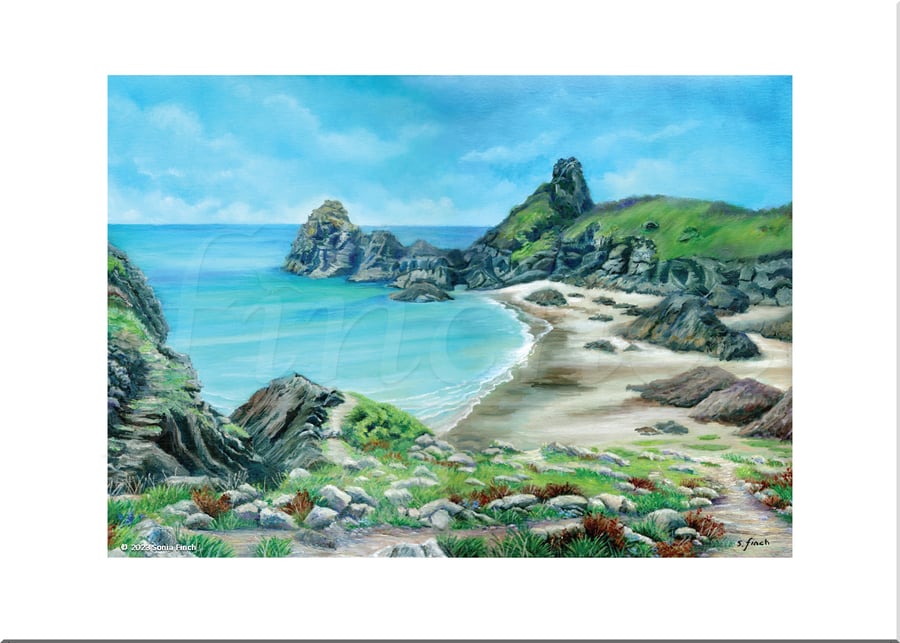 Blue Rapture at Kynance Cove - Greeting Card