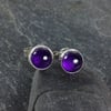 Amethyst stud earrings sterling silver, gemstone studs