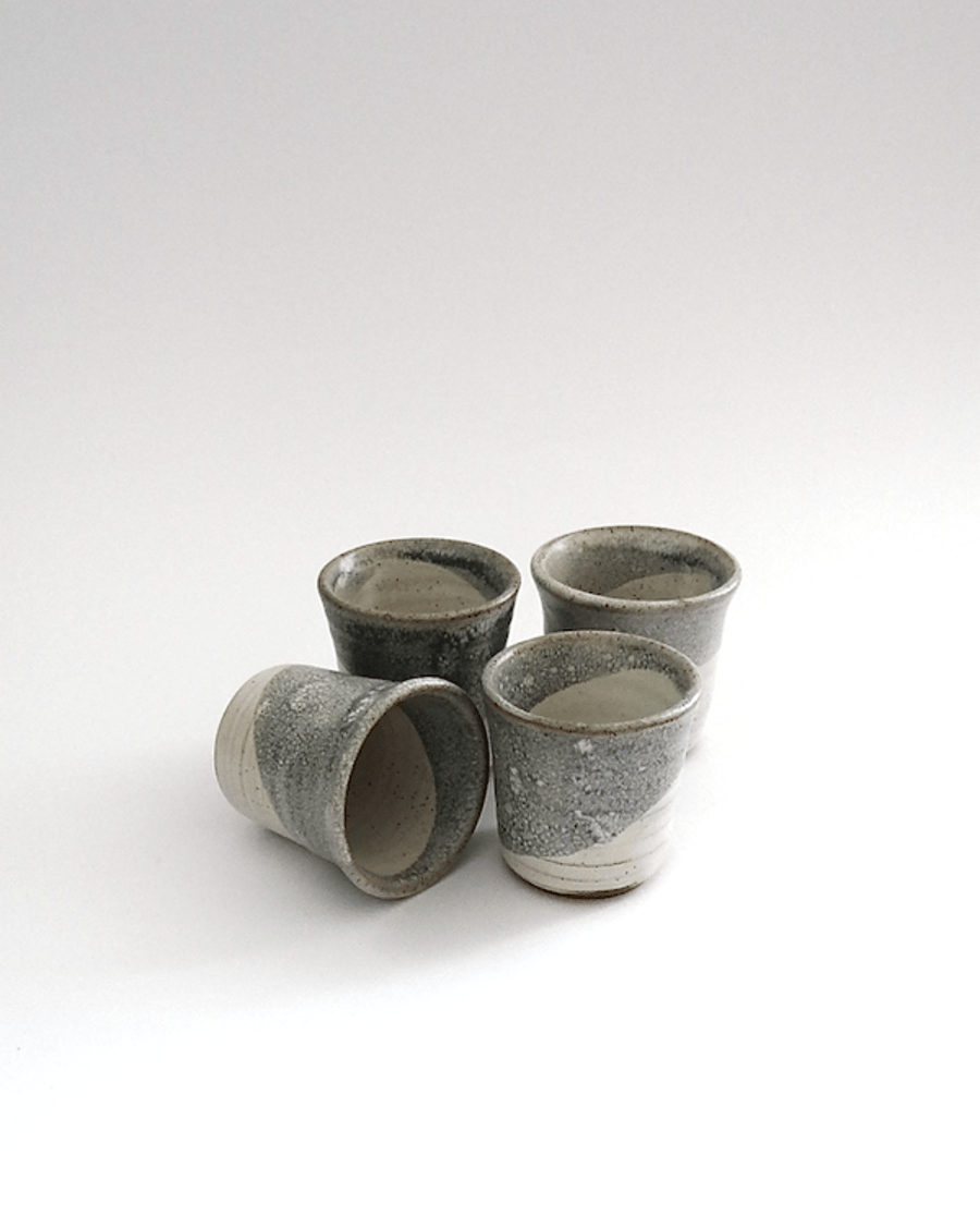 Dinky ceramic beaker cup in white and see-green - handmade stoneware pottery