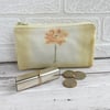 SALE, Large purse, coin purse in pale yellow with orange flower