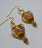 Murano Style Heart Shaped Glass Earrings in Autumn Shades - Image 2