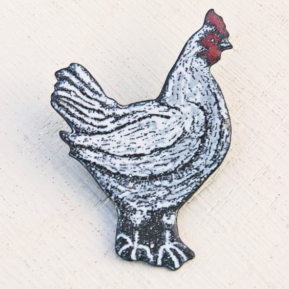 Chicken Brooch - Bird-shaped Brooch in Enamels