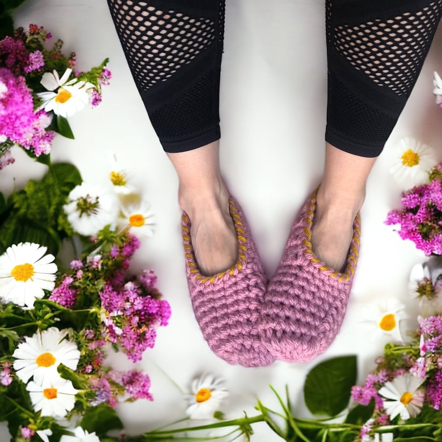 Rose Ballerina Crochet Slippers Socks 