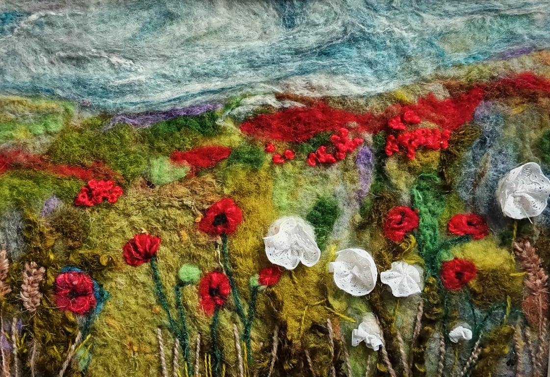 Poppy Fields - Needle felted picture - 
