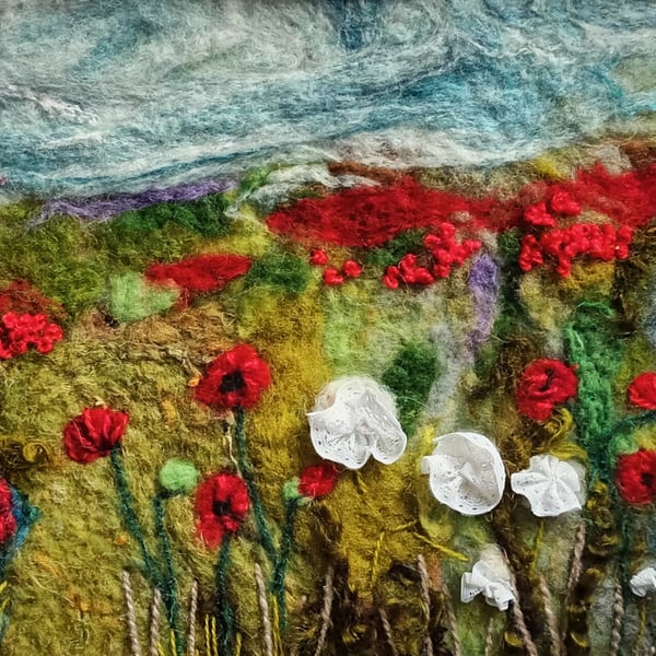 Poppy Fields - Needle felted picture - 