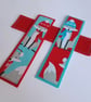 Christmas Foxes Bookmark - fabric and wool felt in blue or red