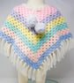 Hand Crocheted Pastel Rainbow Poncho  1 - 2 years