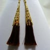 Brown and Gold Tassel Earrings