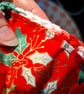 Christmas pouch, Small cotton crochet hand stitched lined pouch for small items - Image 10