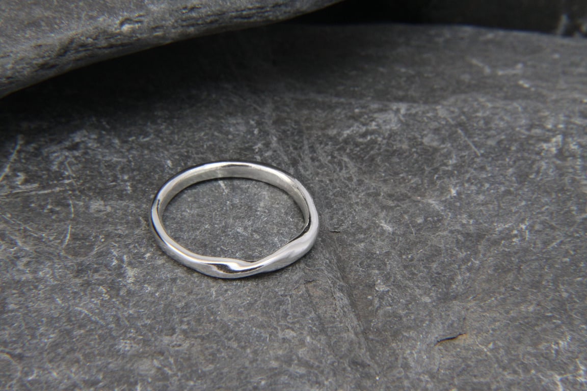 Rolling Waves Sterling Silver twisted stacking ring band