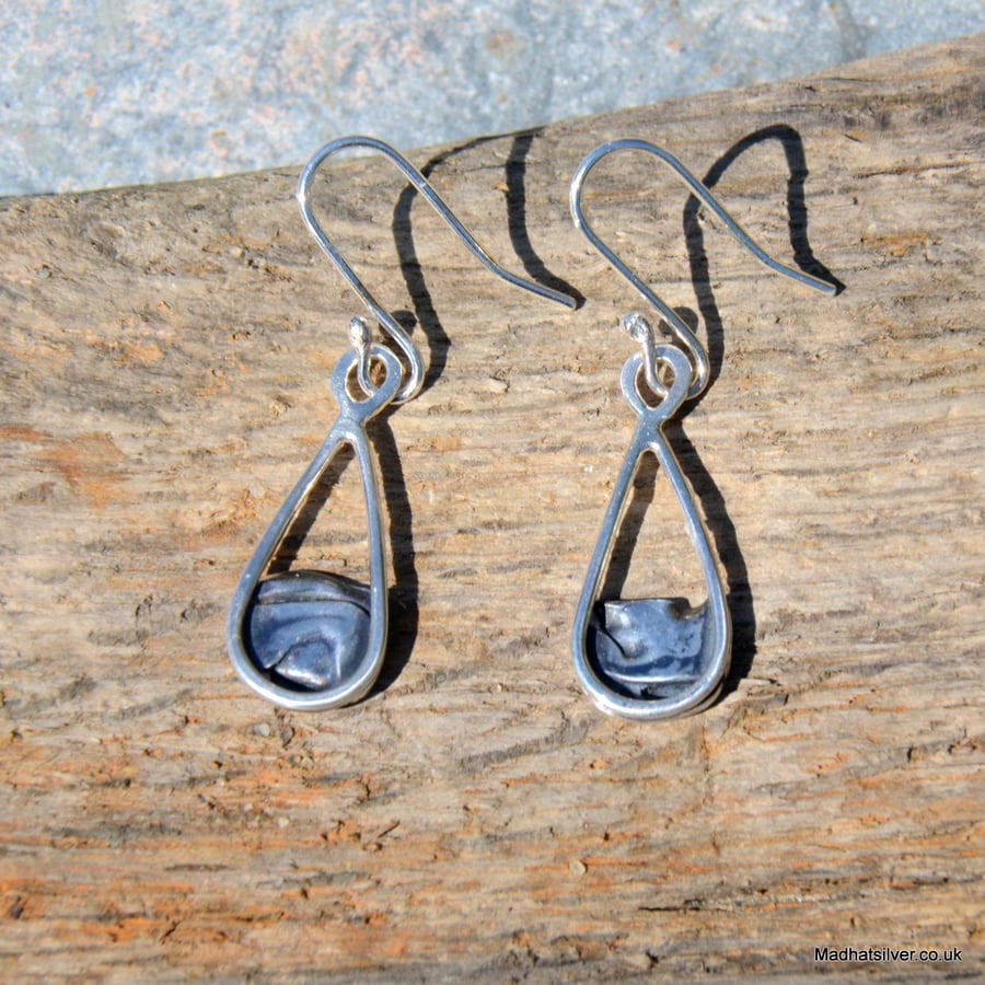 Sterling silver beach themed wave earrings