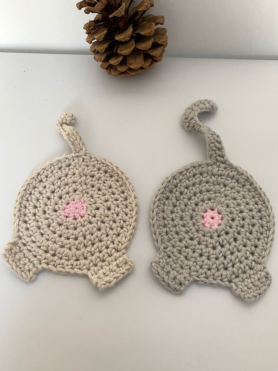 Cute Hand Crochet Cat Butt Coaster, Funny Cat Bum Coasters, Cat Lovers Gift