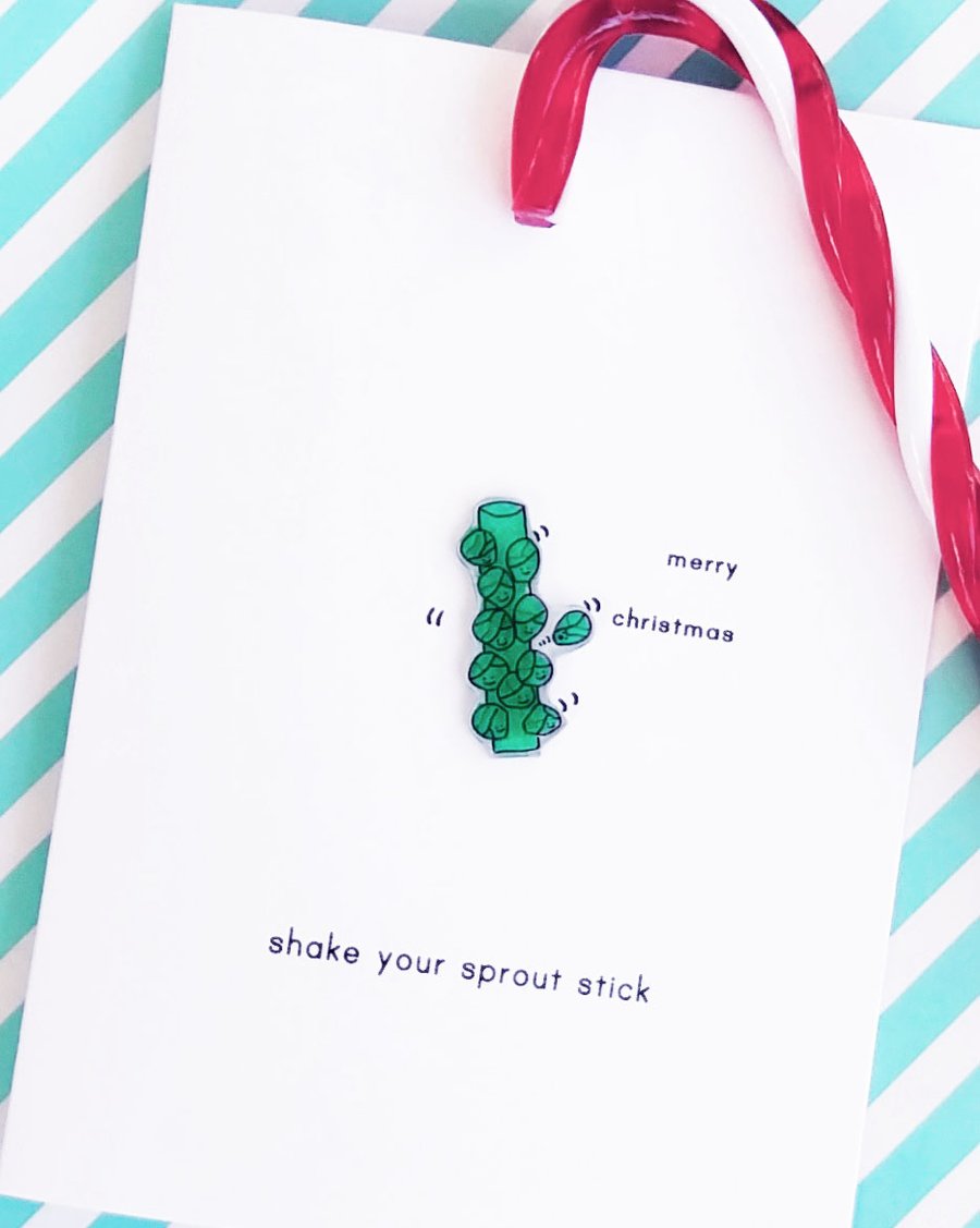 christmas card - shake your sprout stick - handmade card