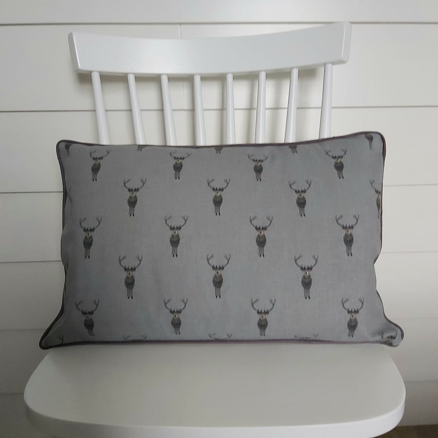 Sophie Allport Stag Cushion with Grey Piping
