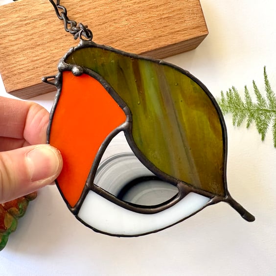 Stained glass robin suncatcher, Robin window hanging, Perfect Christmas gift
