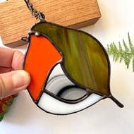 Stained glass robin suncatcher, Robin window hanging, Perfect Christmas gift