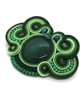 Green Soutache Brooch Malachite Statement Brooch Handmade Textile Brooch Gift  - Image 3
