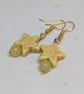 Butter yellow howlite star and agate bead earrings with gold coloured ear wires  - Image 3