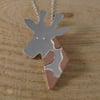 Sterling Silver and Copper Giraffe Necklace