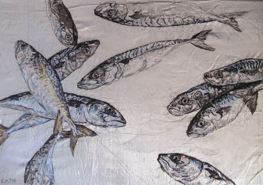 Image of A Mackerel Muddle Textile Artwork
