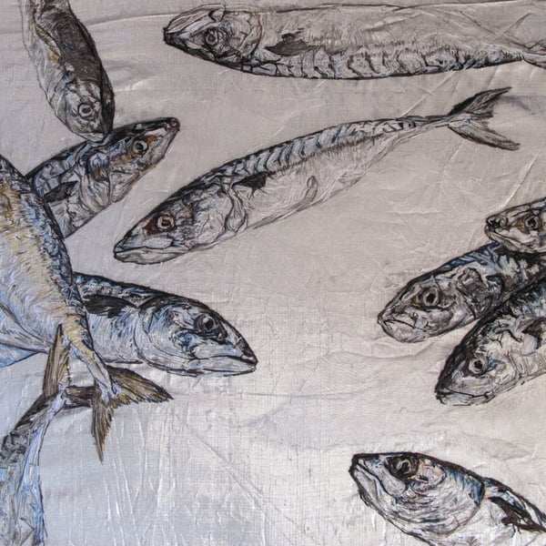 A Mackerel Muddle Textile Artwork
