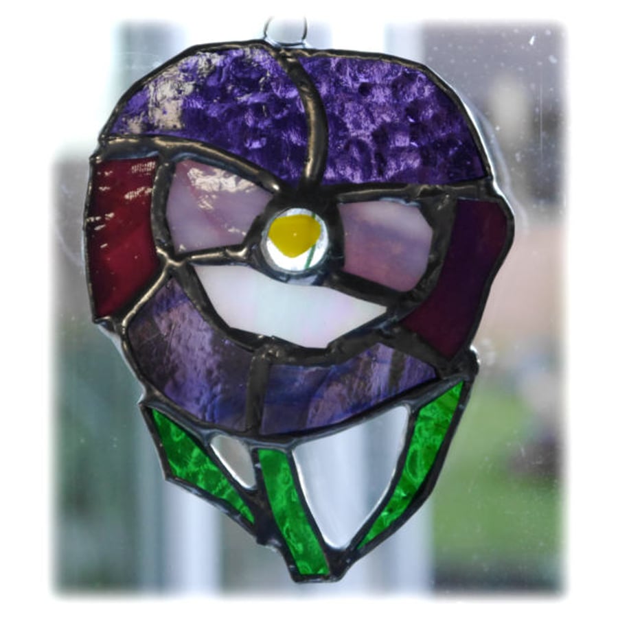 Pansy Suncatcher Stained Glass Purple Flower 